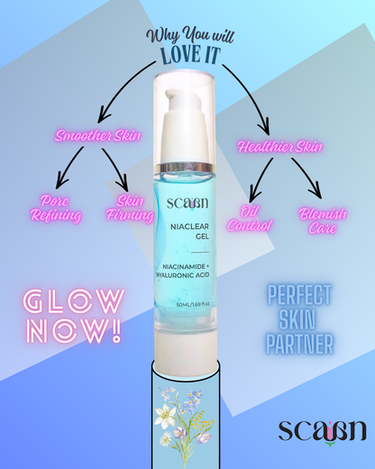 Niaclear Gel -  Restore. Renew. Radiate with  Niacinamide & Hyaluronic Acid